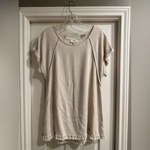 Women’s Umgee Short-Sleeve Cotton/Linen Tunic Blouse- Size S